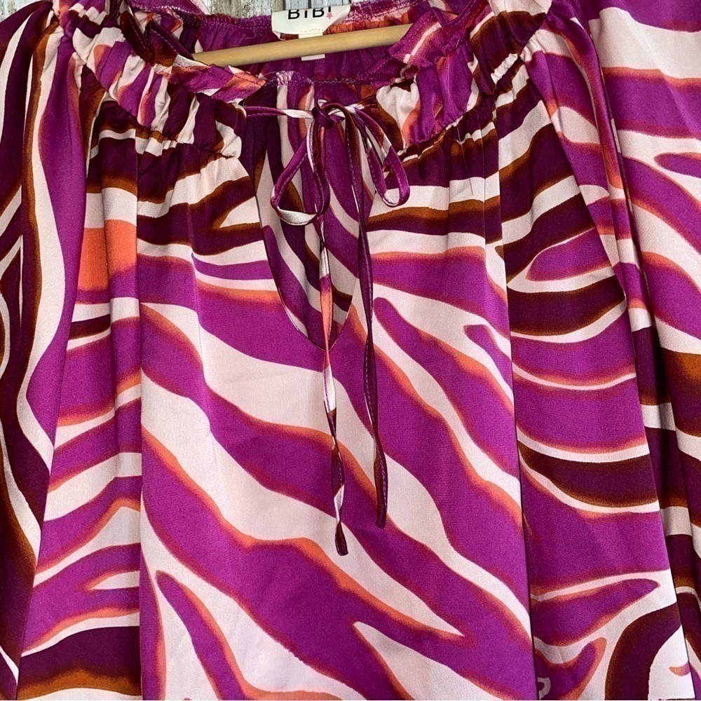 Bibi Vibrant Pink Zebra Print Women's Top M - Picture 4 of 7